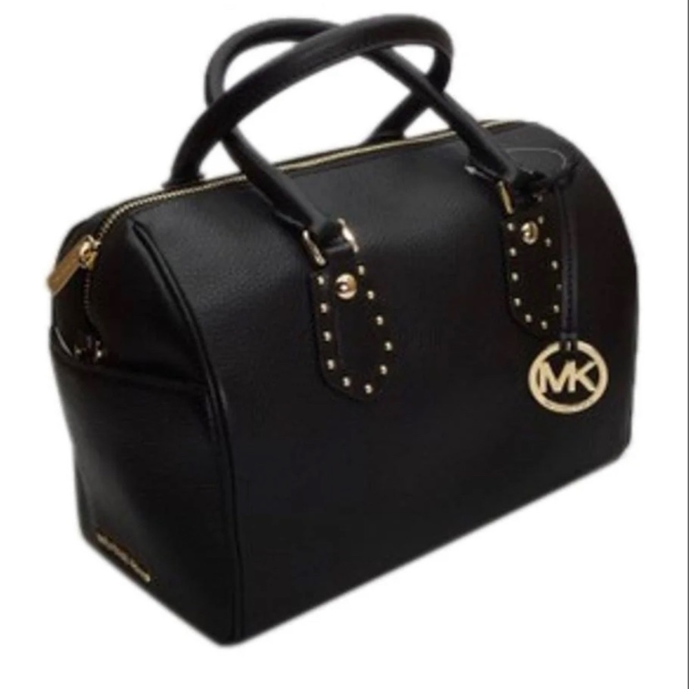 Michael Kors Aria  Medium leather Satchel Black Pebble Studded Crossbody Handbag